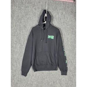 Dragon Ball Z Black Graphic Hoodie Anime Kanji Dragon Print Mens Sz M Streetwear